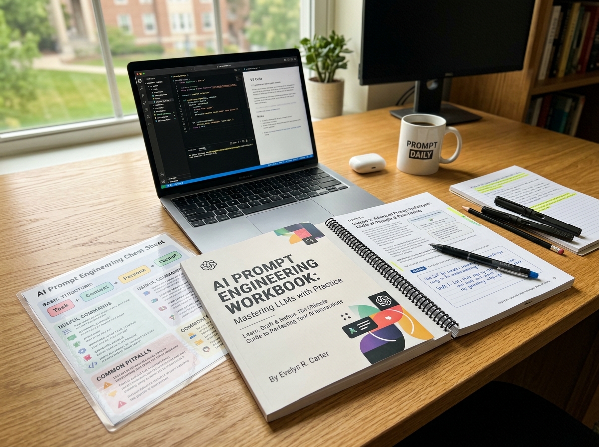 Curated AI Toolbook - Prompt workbook on desk