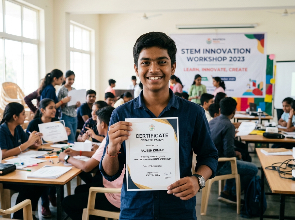 Physical Certificate - Proud student holding certificate