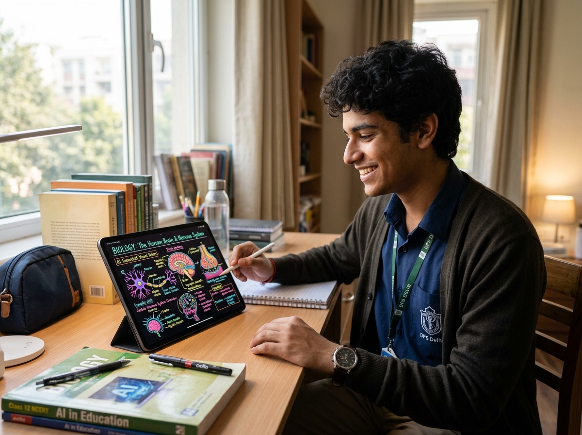 AI Skills + Project - Student studying on tablet